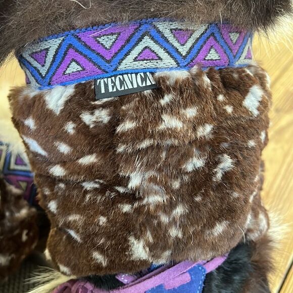 TECNICA Goat Fur Winter Boots Italy Leather Wedge Women 37/5 - Picture 9 of 11